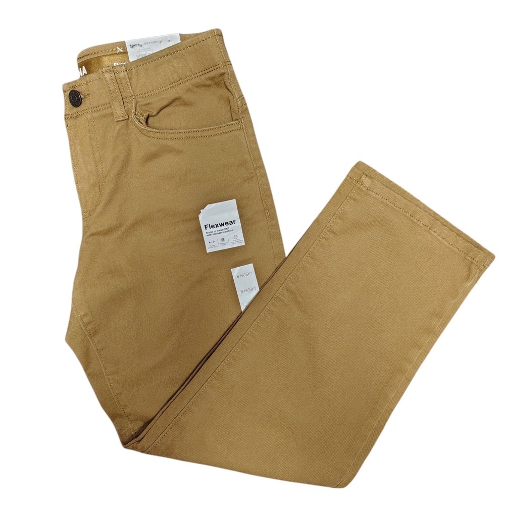 Sonoma Boys Straight Leg Flexwear‎ Pants 8 Husky Tan Reinforced Knee Stretch NEW